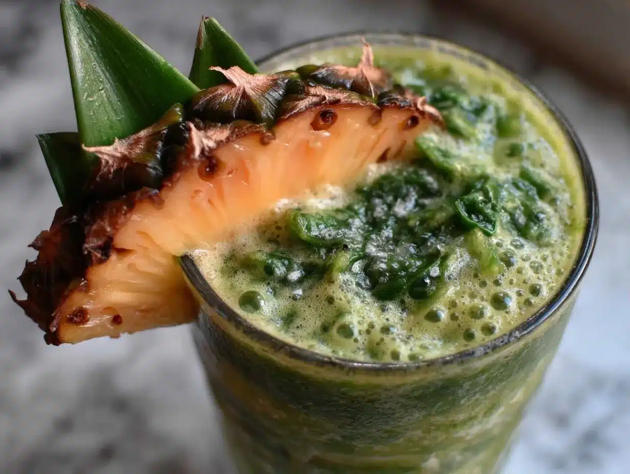 Grüner Smoothie: 3 Zutaten für perfekten Ananas-Spinat 4 Ananas-Spinat Smoothie preparation steps
