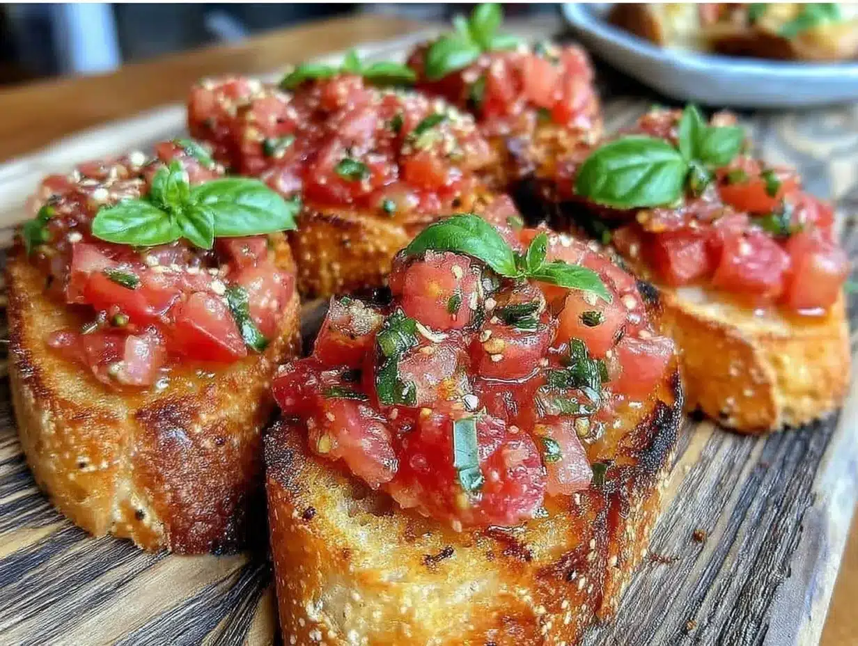 Bruschetta mit Tomaten: 3 Zutaten für Gäste 4 Bruschetta mit Tomaten preparation steps