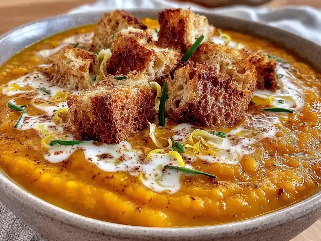 Cremige Erntedankfest Kürbissuppe mit Ingwer - featured image