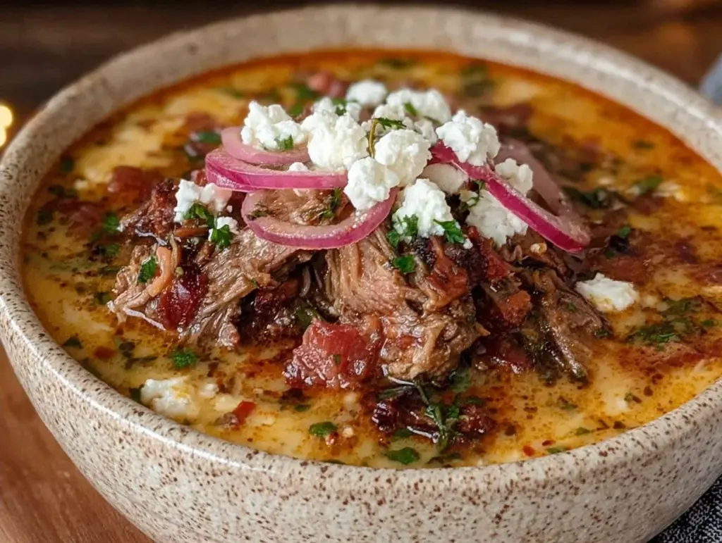Cremige Griechische Gyros Suppe mit Feta - featured image