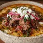 Cremige Griechische Gyros Suppe mit Feta - featured image