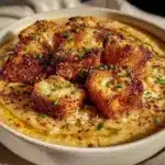 Cremige Käse-Lauch-Suppe mit Croutons - featured image
