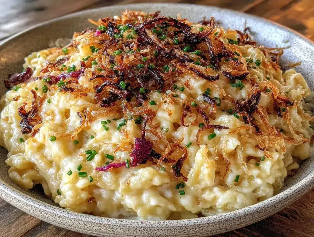 Cremige Käsespätzle mit Röstzwiebeln - featured image