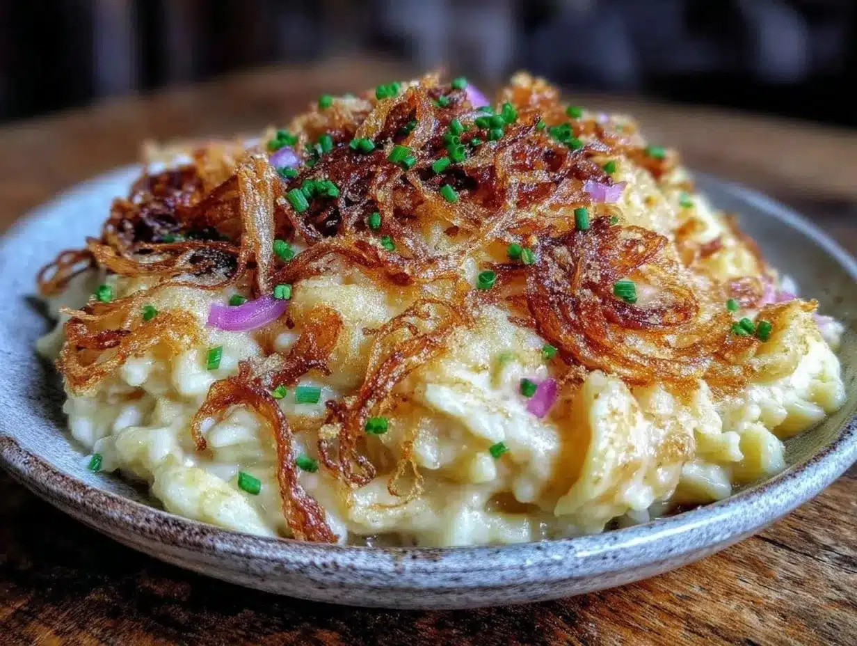 Cremige Käsespätzle mit Röstzwiebeln: Der perfekte Party-Tipp 4 Cremige Käsespätzle mit Röstzwiebeln preparation steps