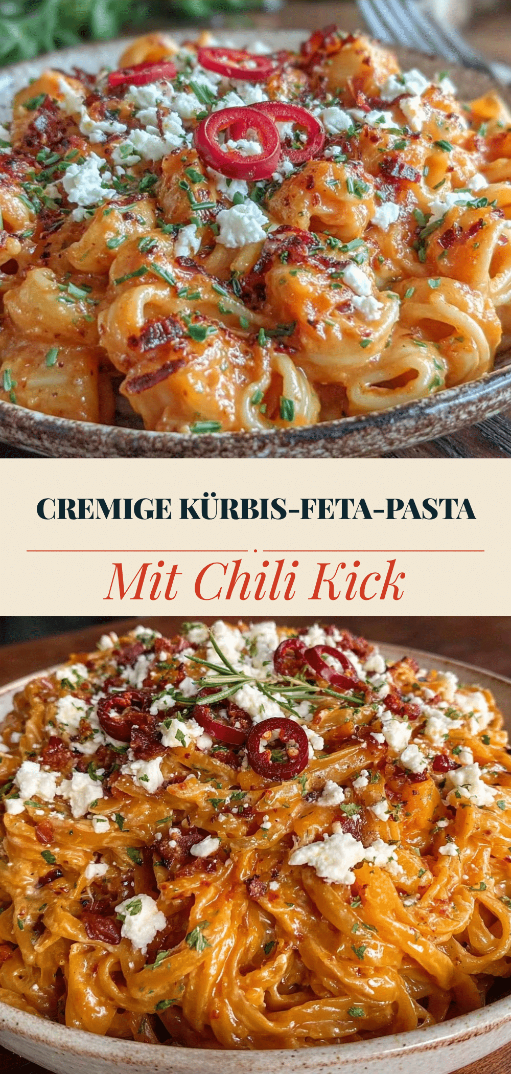 Cremige Kürbis-Pasta mit Feta & Chili: Der perfekte Dinnerparty-Esser 5 cremige Kürbis-Pasta mit Feta & Chili recipe