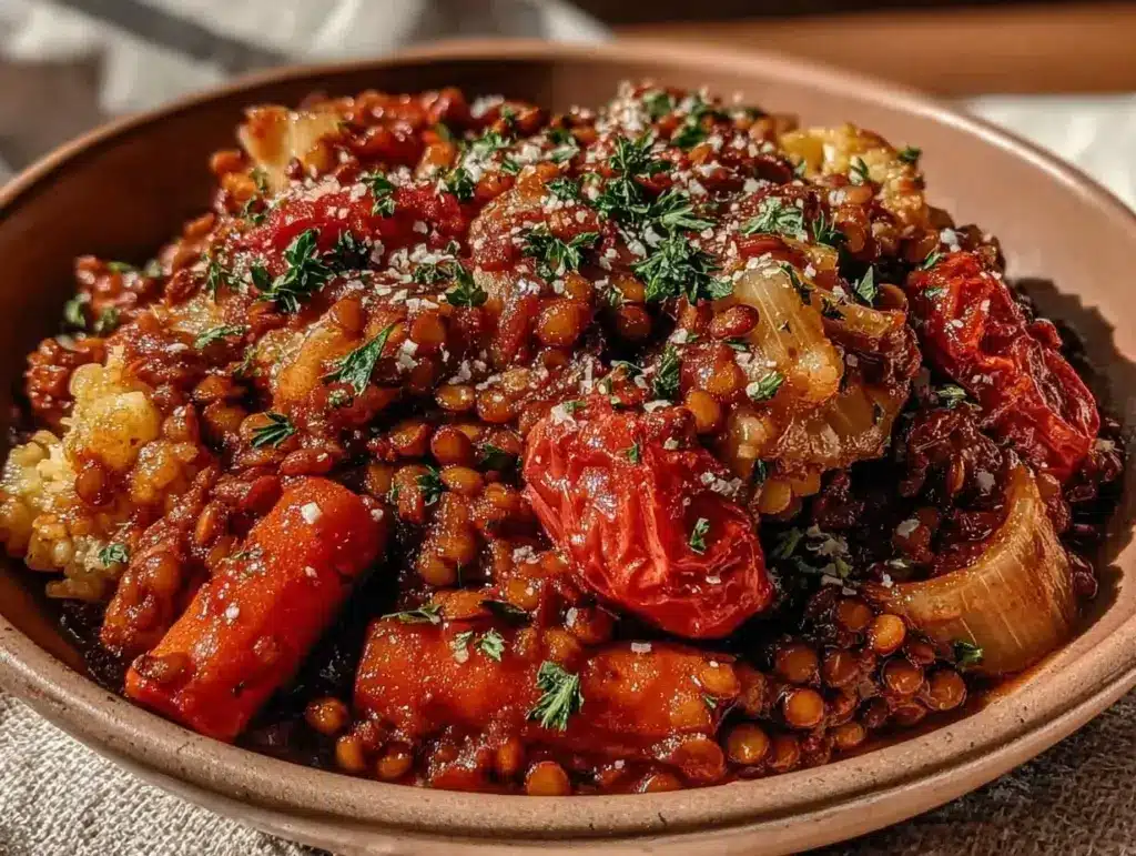 cremige vegetarische Linsenbolognese - featured image