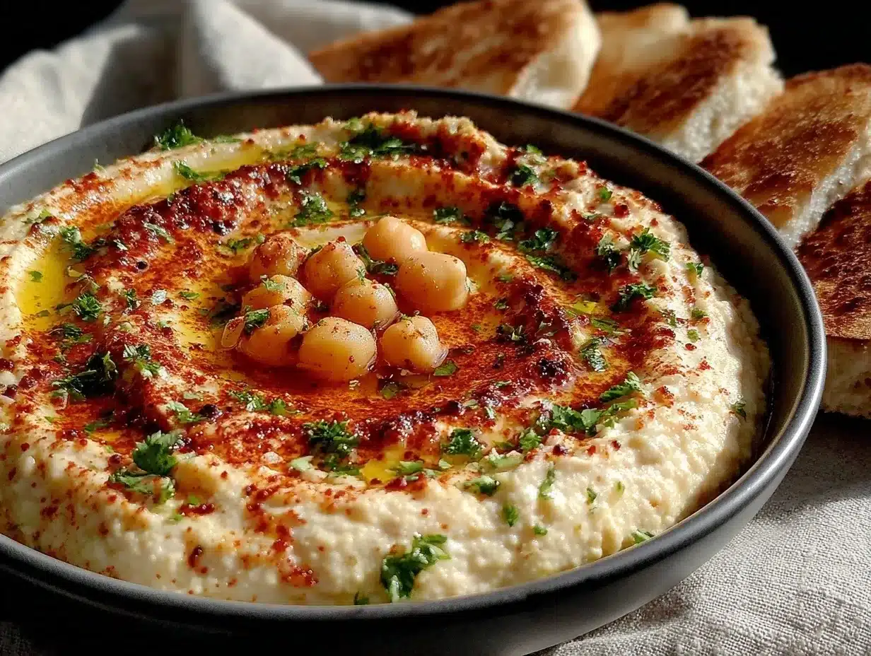 Cremiger Hummus mit Paprika: 5 min. Rezept für Gäste 4 cremiger Hummus mit Paprika preparation steps