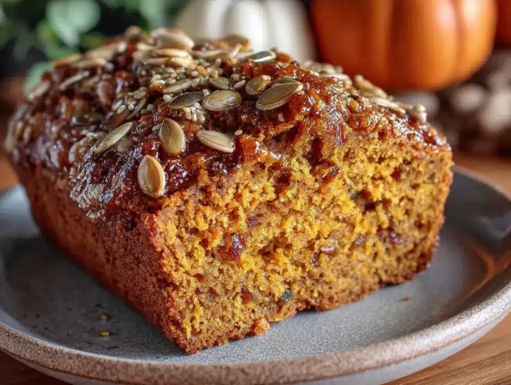 Erntedankfest Kürbisbrot mit Kernen - featured image