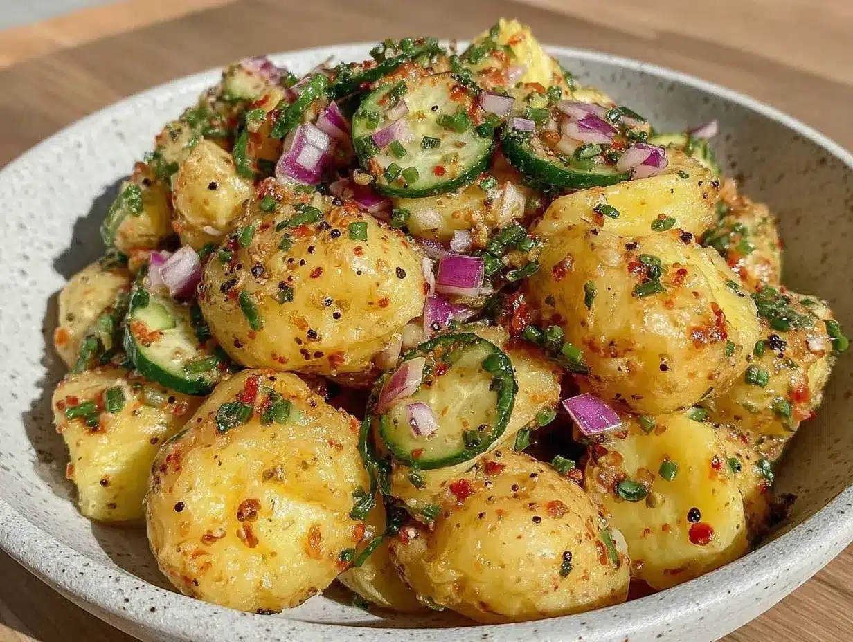 Knackiger Kartoffelsalat mit Gurken: Perfektes Abendessen 4 knackiger Kartoffelsalat mit Gurken preparation steps