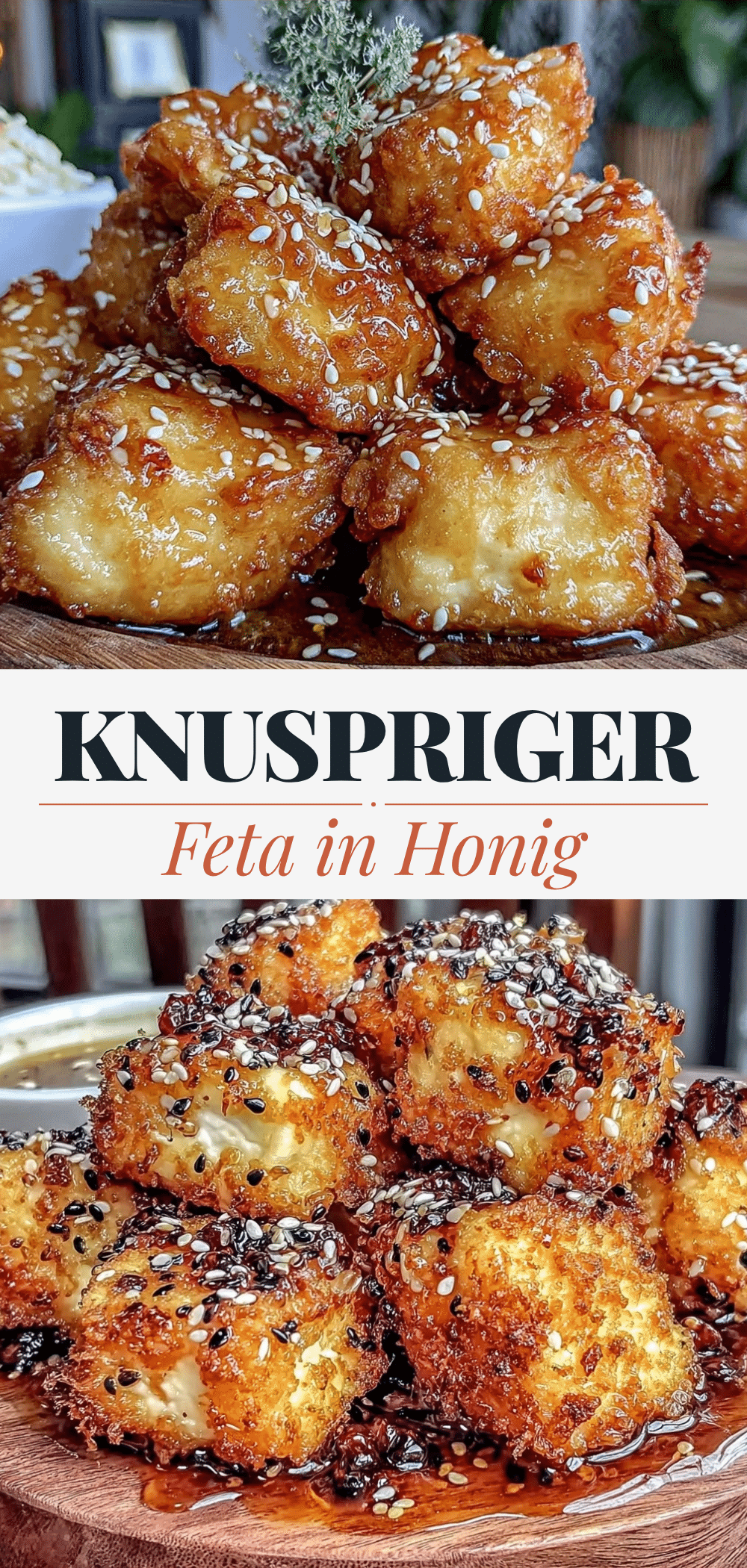 Knuspriger Feta in Honig & Sesam: 5 Min. Party-Snack 5 knuspriger Feta in Honig & Sesam recipe