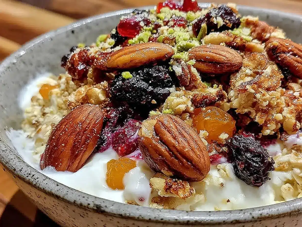 Knuspriges Müsli mit gerösteten Nüssen: 5 Min. Snack für Gäste 4 Knuspriges Müsli mit gerösteten Nüssen preparation steps