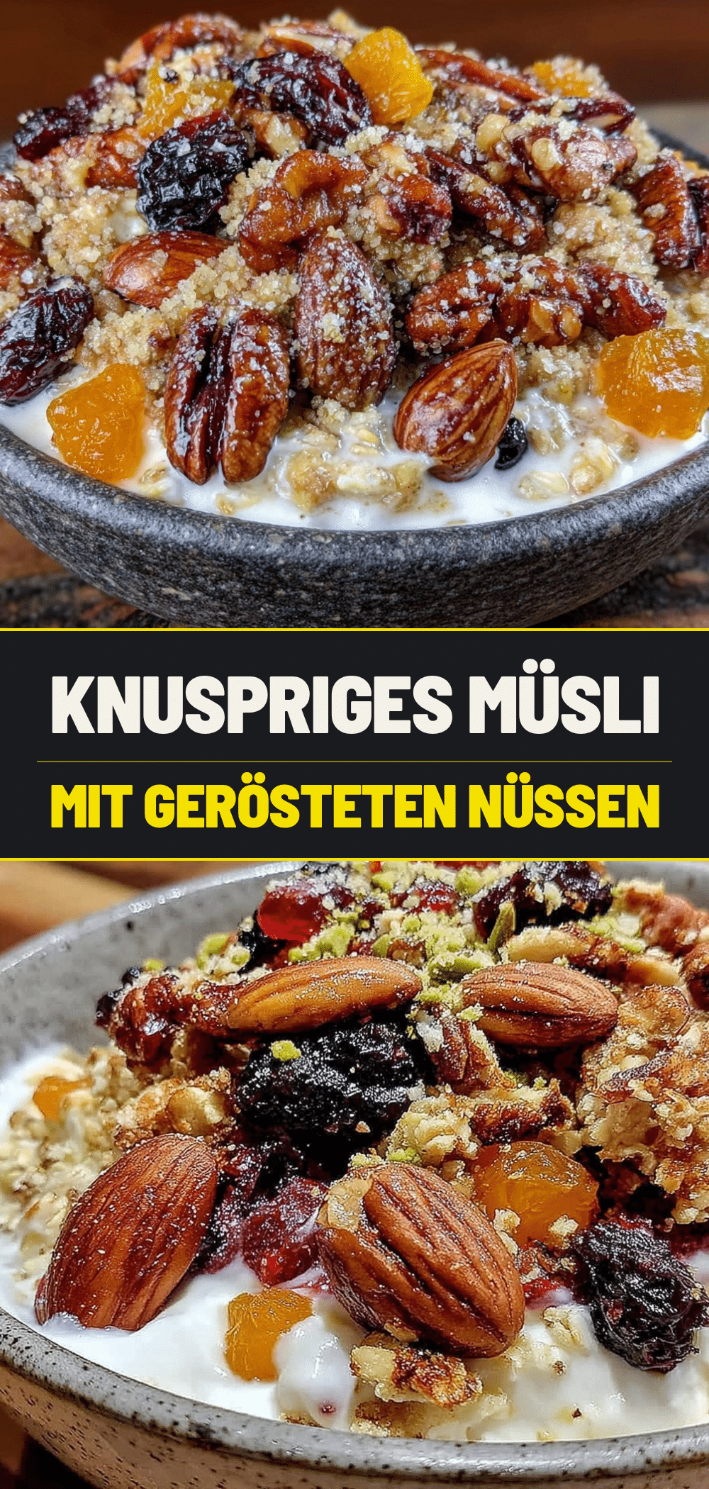 Knuspriges Müsli mit gerösteten Nüssen: 5 Min. Snack für Gäste 5 Knuspriges Müsli mit gerösteten Nüssen recipe
