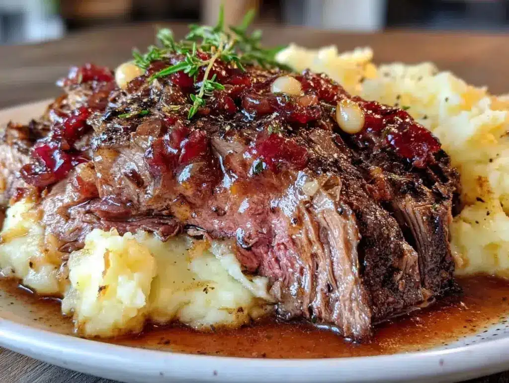 Saftiger Rinderbraten mit Rotweinsoße - featured image