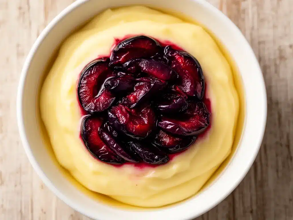 Bayerische Creme mit Zwetschgen: 3 Zutaten Dessert 4 Bayerische Creme mit Zwetschgen preparation steps
