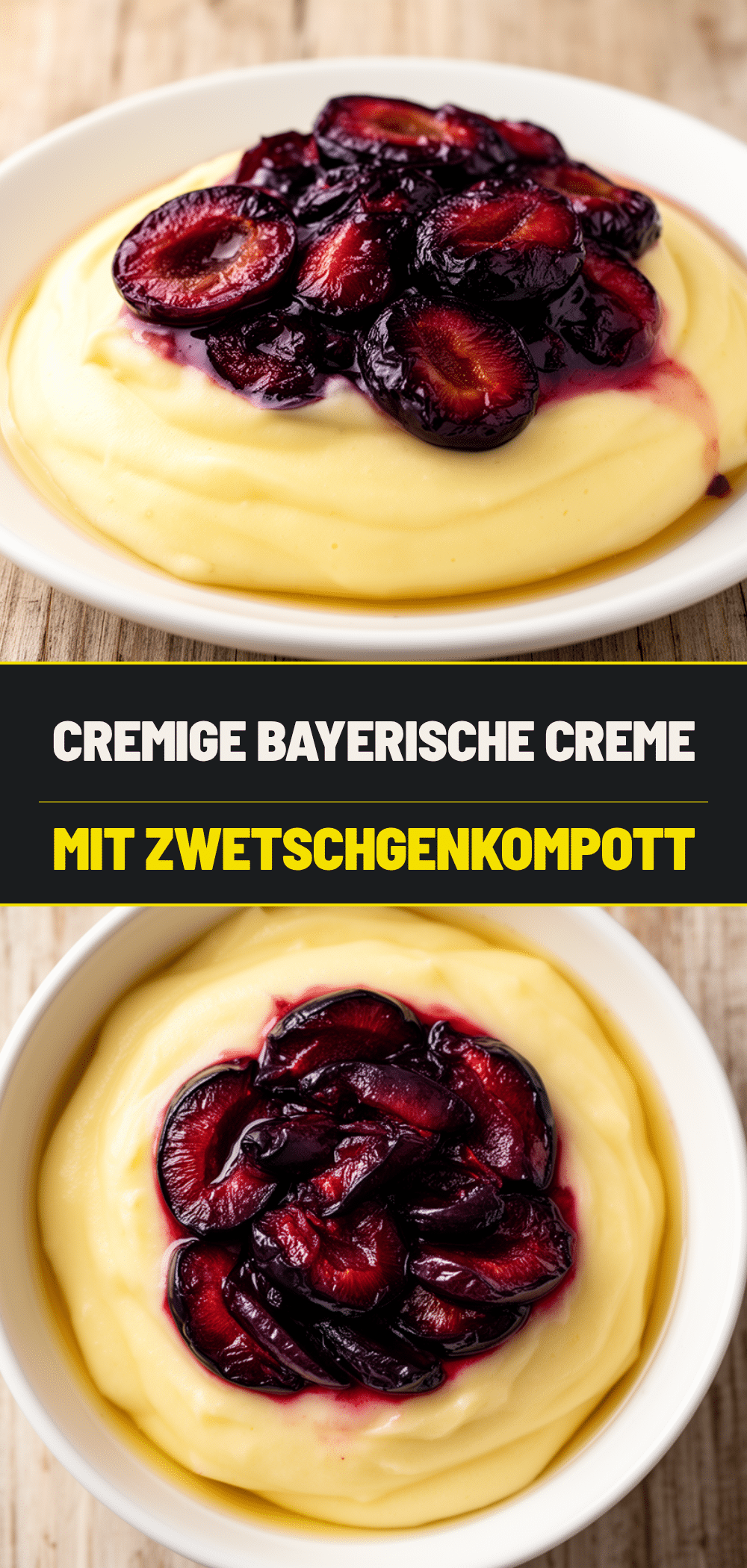 Bayerische Creme mit Zwetschgen: 3 Zutaten Dessert 5 Bayerische Creme mit Zwetschgen recipe