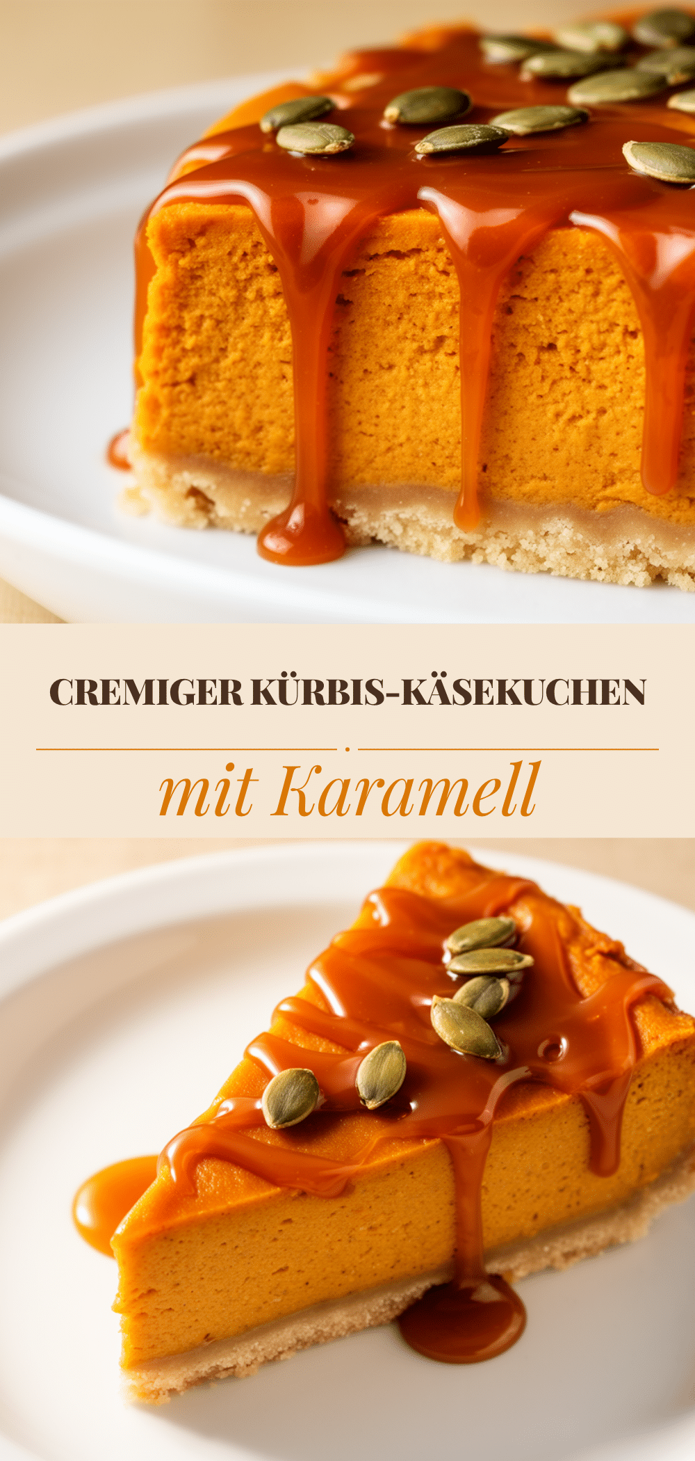 Cremiger Kürbis-Käsekuchen mit Karamell: 5 Best Herbstrezepte 5 Kürbis-Käsekuchen mit Karamell recipe
