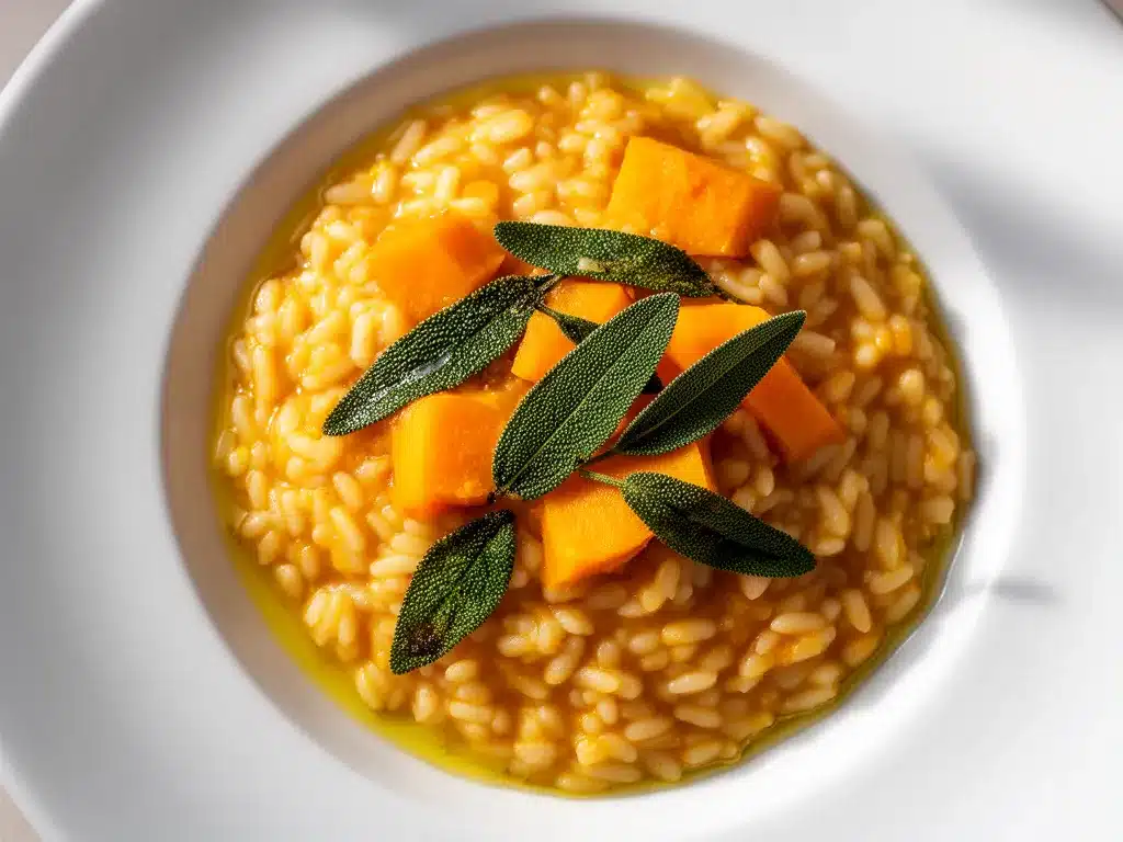 Cremiges Kürbis-Risotto mit Salbei: 5-min einfache Herbstrezepte 4 Kürbis-Risotto preparation steps